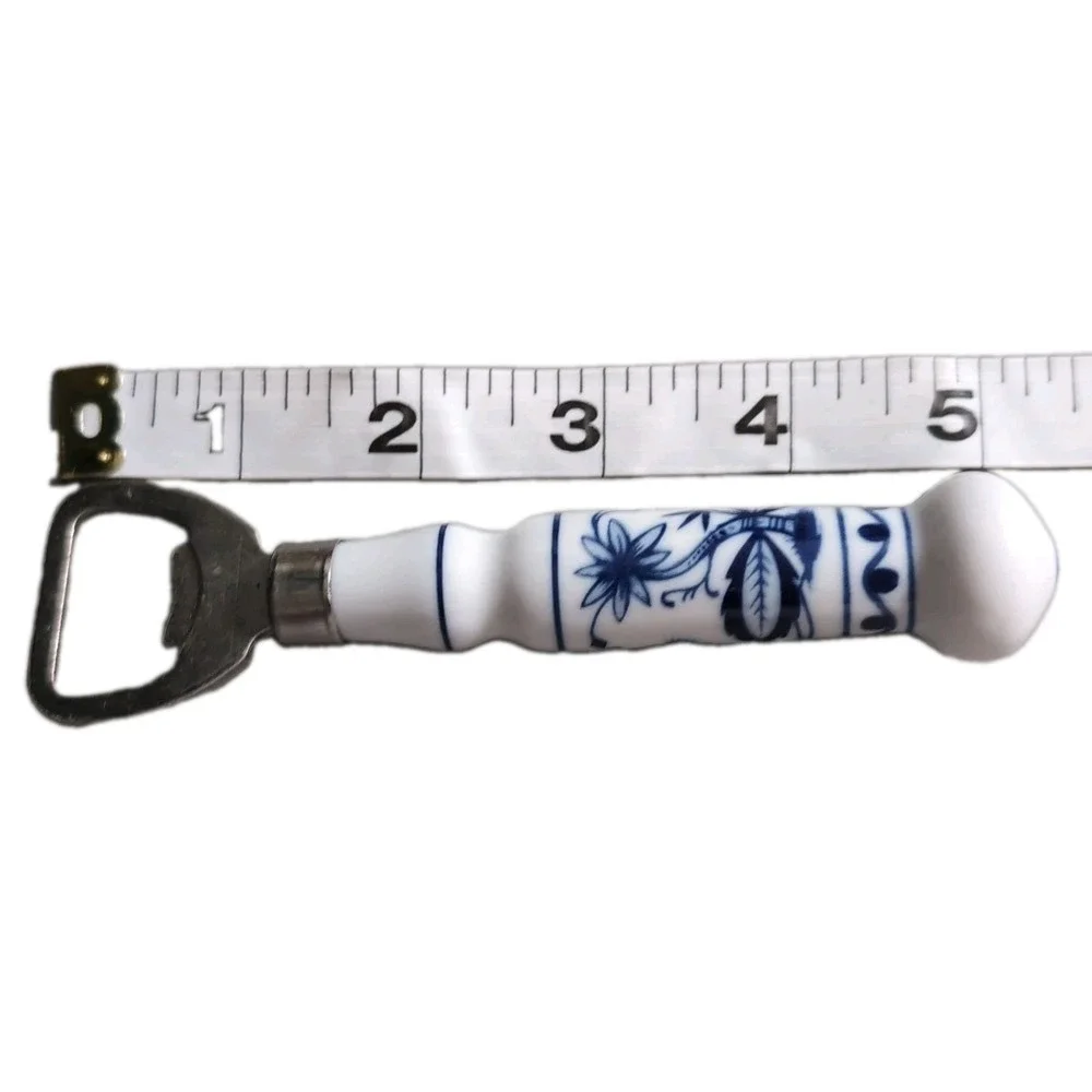 DDR ABS Rostfrei Blue Onion Porcelain Handle Salad Servers + Bottle Opener 18/10
